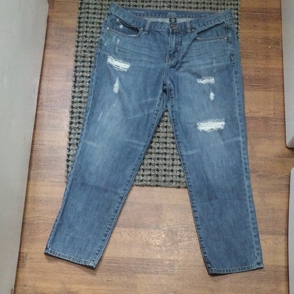 a.n.a Blue Straight Leg Jeans with Distressed Details​​ - Picture 1 of 6